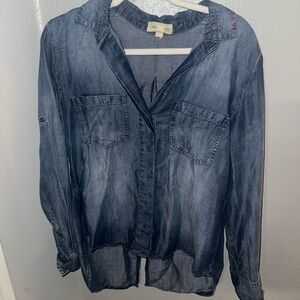 Anthropologie Cloth & Stone Denim Button-Up Blouse